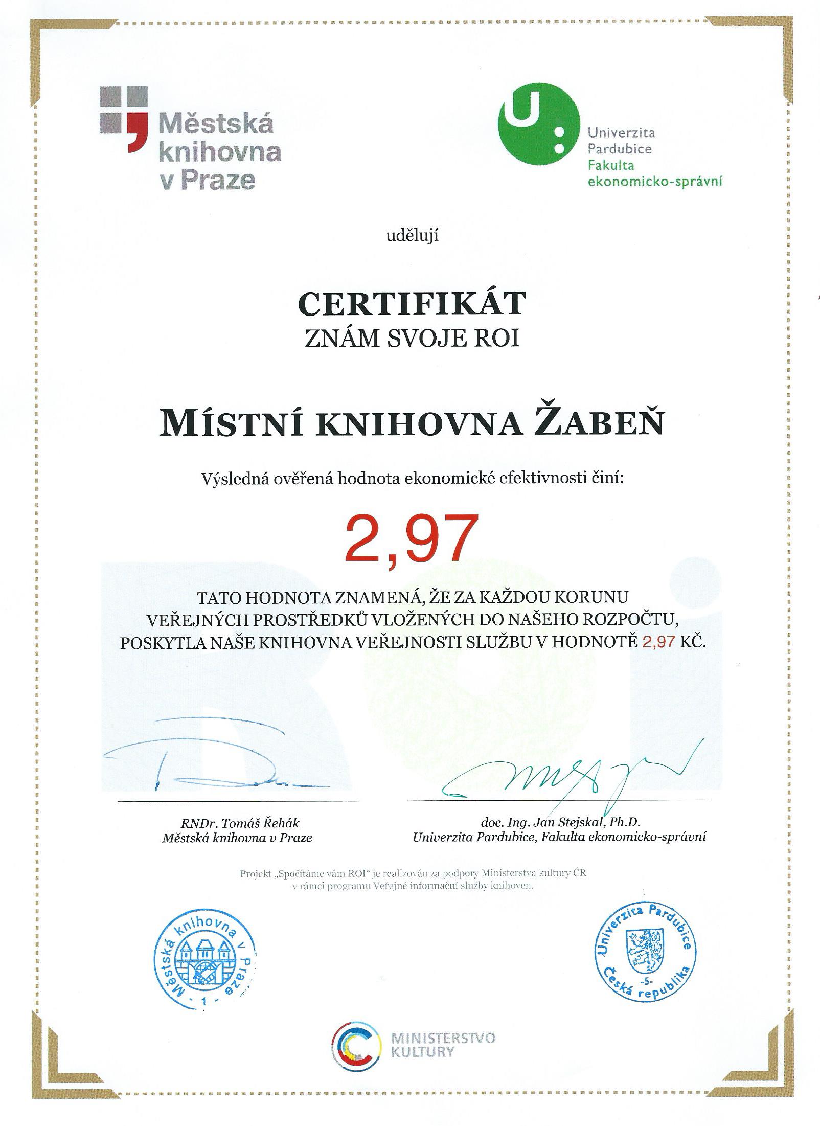 Certifikat ROI Zaben